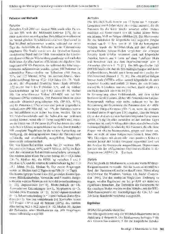 Vorschauseite 3: Validierung des Würzburger Erschöpfungs-Inventars bei Multipler Sklerose (WEIMuS)