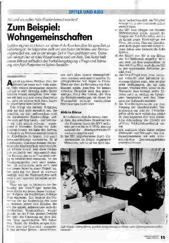 Vorschauseite 1: Zum Beispiel: Wohngemeinschaften Wie und wo sollen AIDS-Kranke betreut werden?