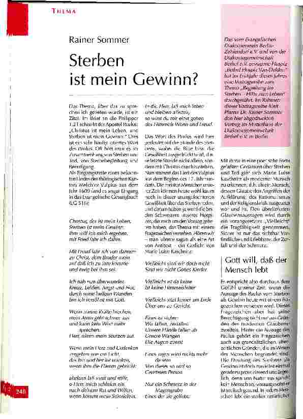 Vorschauseite 1: Sterben ist mein Gewinn?