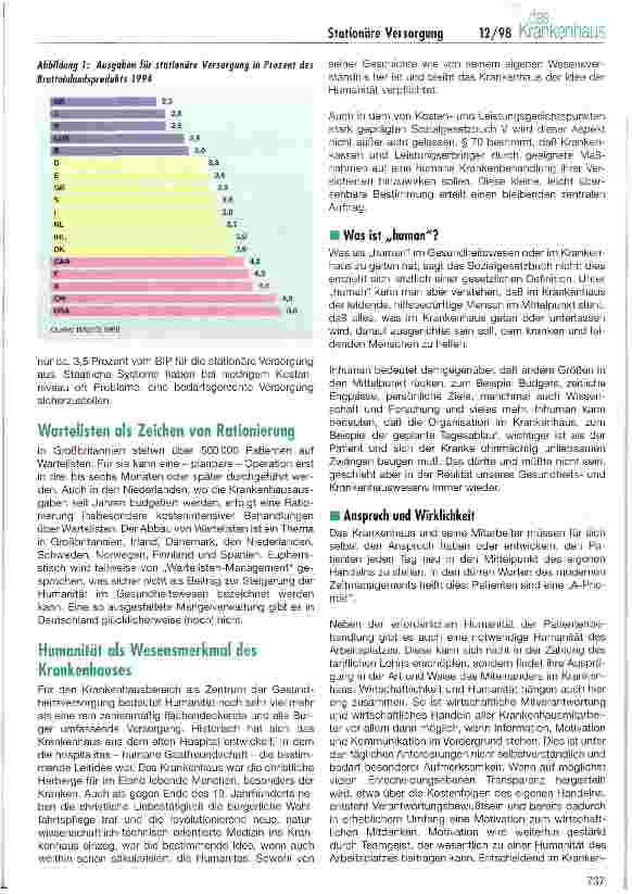 Vorschauseite 2: Zwang zu ökonomischen Handeln und Humanität im Krankenhaus: ein unüberwindbarer Gegensatz ?