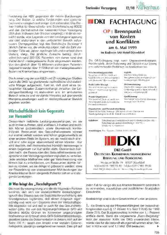 Vorschauseite 4: Zwang zu ökonomischen Handeln und Humanität im Krankenhaus: ein unüberwindbarer Gegensatz ?