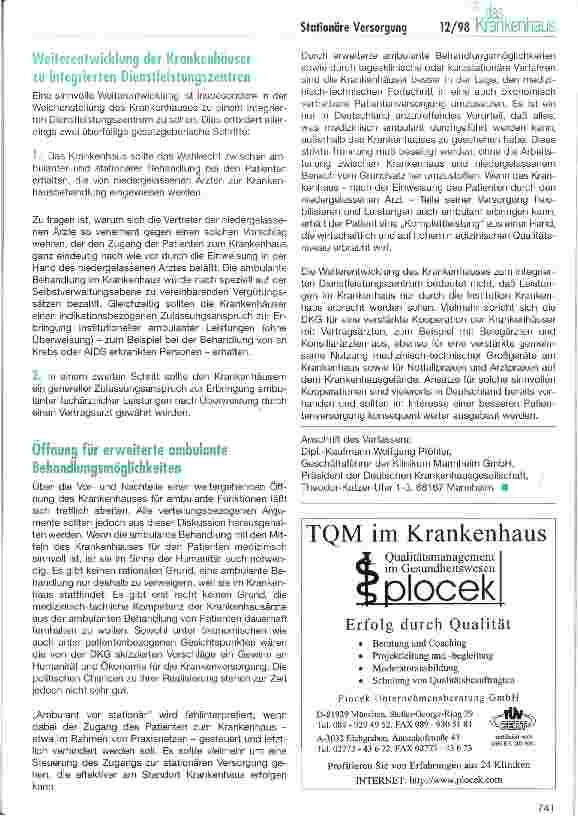 Vorschauseite 6: Zwang zu ökonomischen Handeln und Humanität im Krankenhaus: ein unüberwindbarer Gegensatz ?