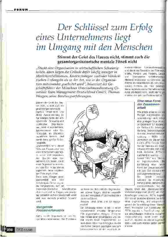 Vorschauseite 1: Die Schlüssel zum Erfolg eines Unternehmens liegt im Umgang mit den Menschen