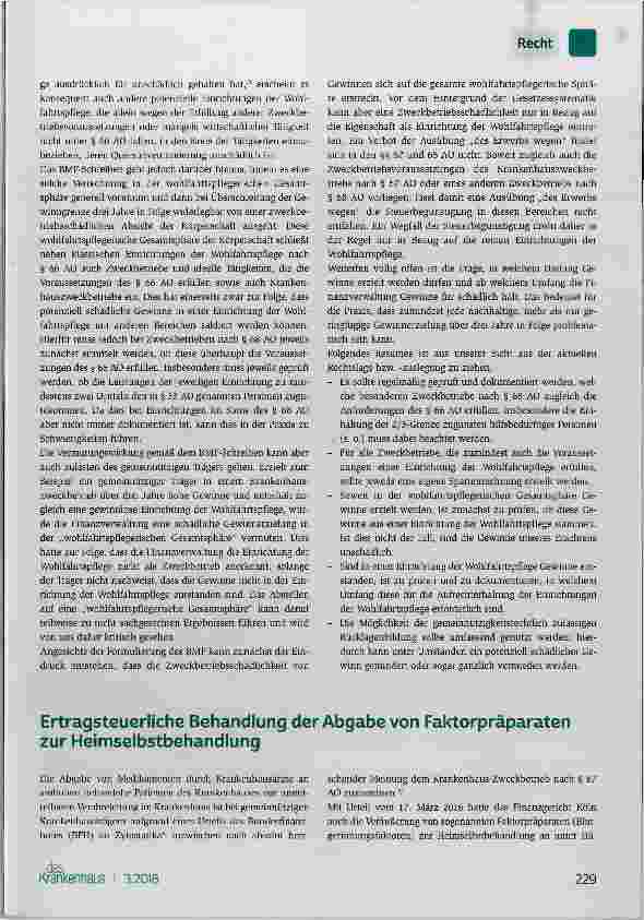 Vorschauseite 2: Schädliche Gewinne bei Einrichtungen der Wohlfahrtspflege nach § 66 AO BMF-Schreiben vom 6. Dezember 2017