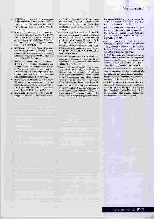 Vorschauseite 6: Menschen mit multiresistenten Erregern (MRSA, ESBL7MRGN) im Altenpflegeheim und in der ambulanten Pflege Zur Frage der ärztlichen Risikoanalyse nach KRINKO, 2014