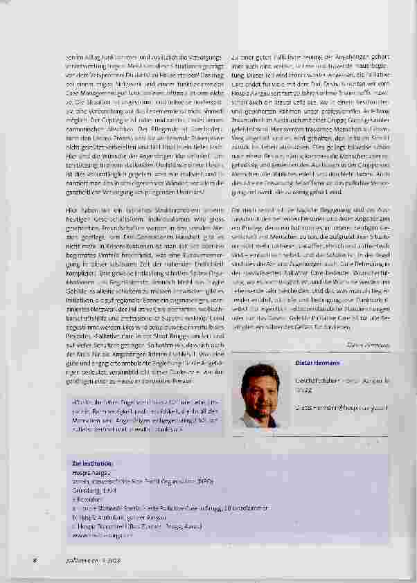 Vorschauseite 3: Spezialisierte Palliative Care aus Sicht der Patienten und Angehörigen am Beispiel des Hospizes Aargau in Brugg