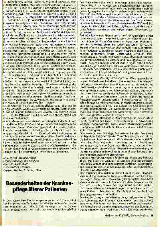 Vorschauseite 3: Zur krankenpflegerischen Betreuung älterer Patienten Psychische Besonderheiten u. Probleme älterer Patienten im Krankenhaus