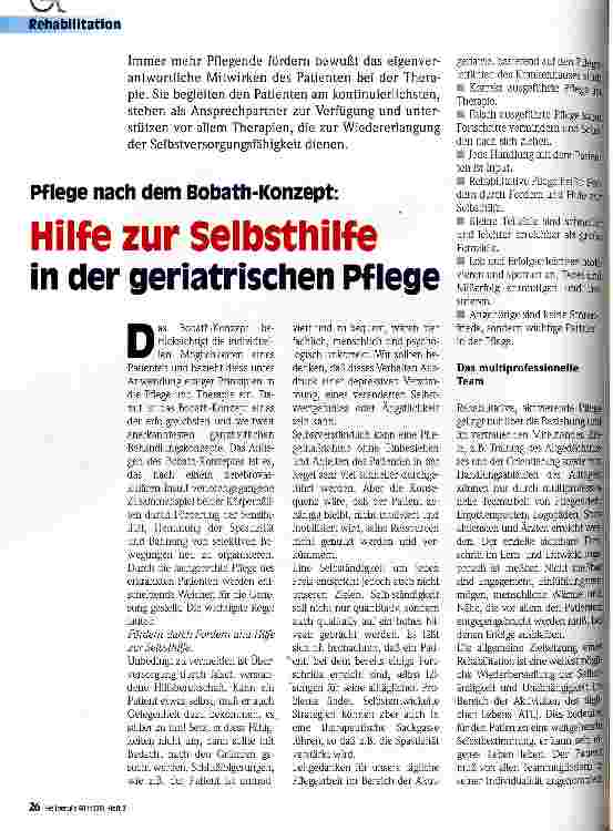 Vorschauseite 1: Pflege nach dem Bobath-Konzept: Hilfe zur Selbsthilfe in der geriatrischen Pflege