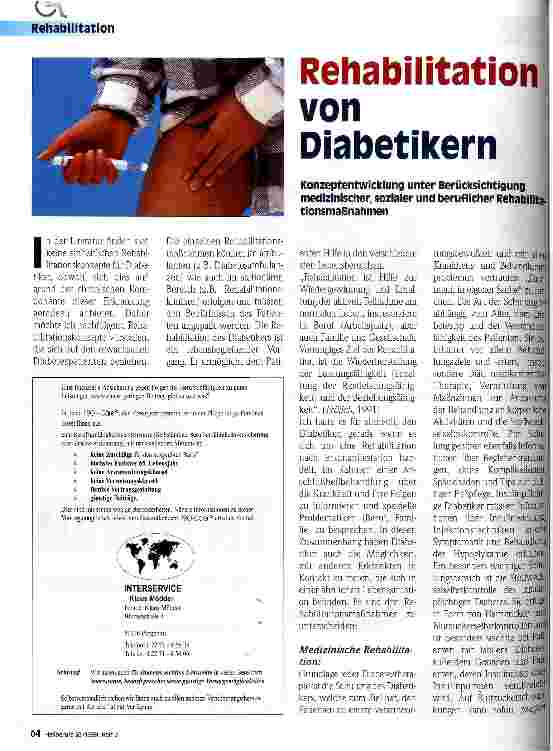 Vorschauseite 1: Rehabilitation von Diabetikern Konzeptentwicklung unter Berücksichtitung medizinischer, sozialer und beruflicher Rehabilitationsmaßnahmen