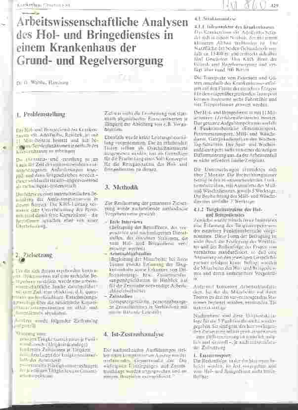Vorschauseite 1: Arbeitswissenschaftliche Analysen des Holund Bringedienstes in einem Krankenhaus der Grundund Regelversorgung