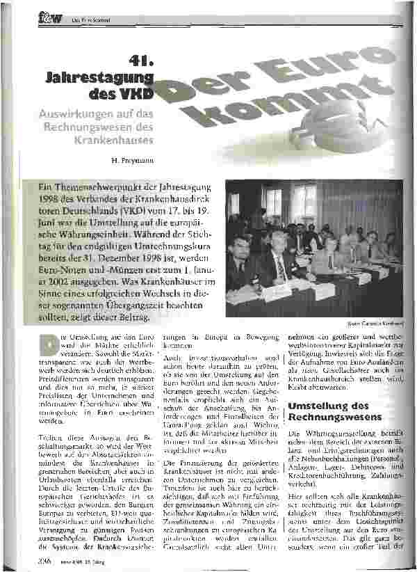 Vorschauseite 1: 41.Jahrestagung des VKD Auswirkungen auf das Rechnungswesen des Krankenhauses