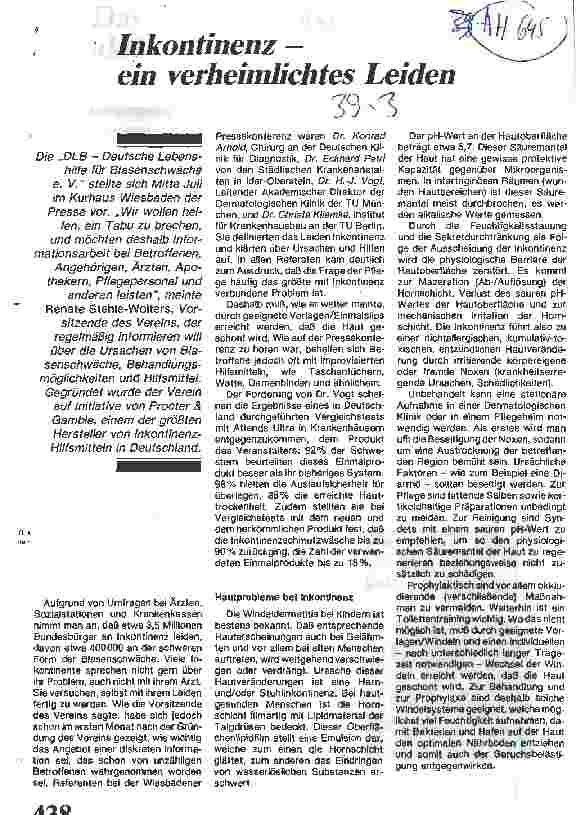 Vorschauseite 1: Inkontinenz - ein verheimlichtes Leiden