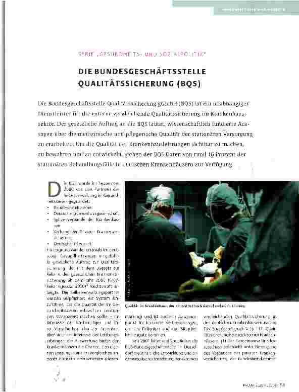 Vorschauseite 1: DIE BUNDESGESCHÄFTSSTELLE QUALITÄTSSICHERUNG (BQS)