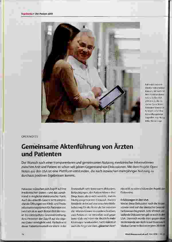 Vorschauseite 1: Gemeinsame Aktenführung von Ärzten und Patienten