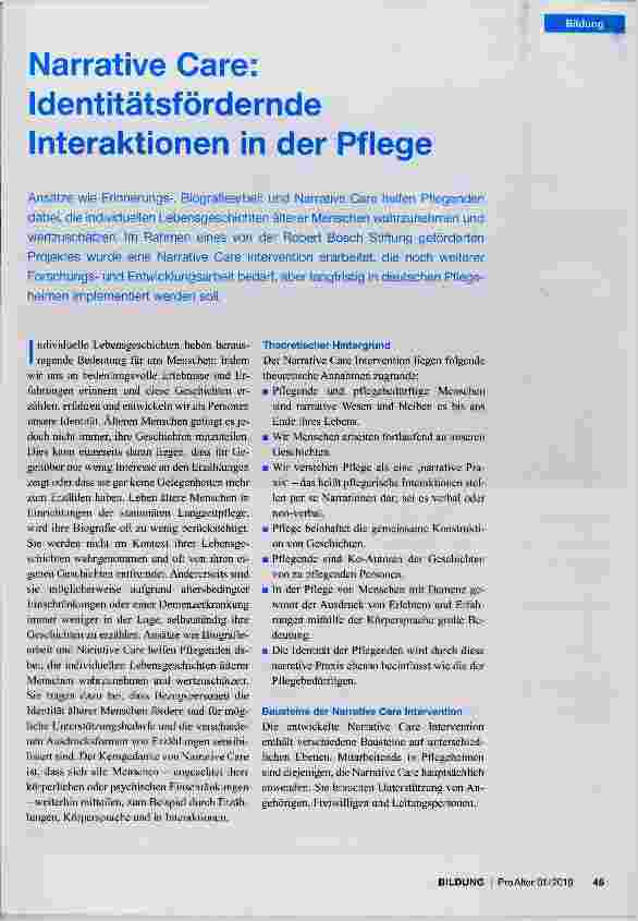 Vorschauseite 1: Narrative Care: Interaktionen in der Pflege