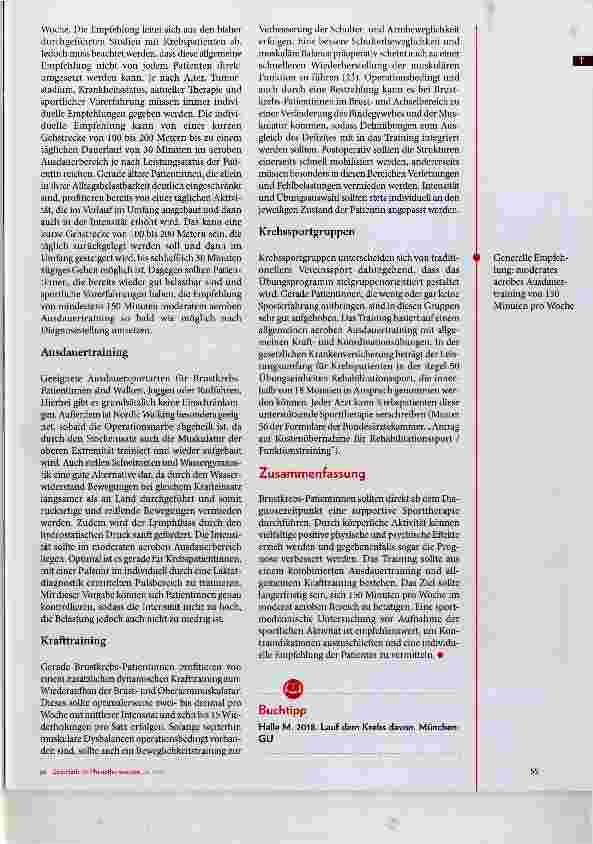 Vorschauseite 4: Sportund Bewegungstherapie bei Patientinnen mit Brustkrebs