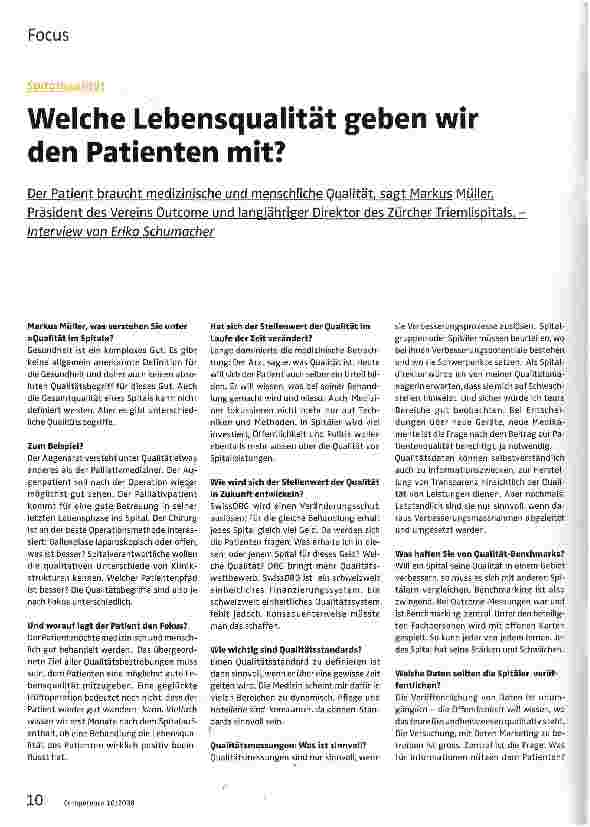 Vorschauseite 1: Welche Lebensqualität geben wir den Patienten mit?