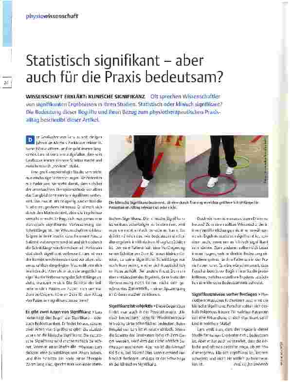 Vorschauseite 1: Statistisch signifikant - aber auch für die Praxis bedeutsam?