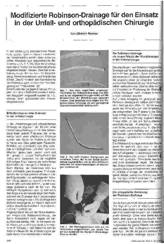 Vorschauseite 1: Modifizierte Robinson-Drainage für den Einsatz in der Unfallund orthopädischen Chirurgie