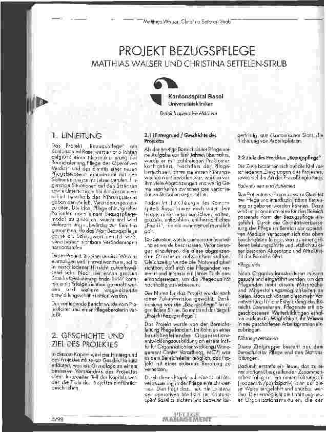 Vorschauseite 1: Projekt Bezugspflege
