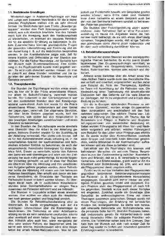 Vorschauseite 2: Fortbildungsseminar für die Rehabilitationa - Krankenpflege