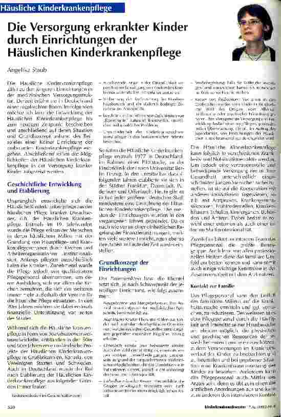 Vorschauseite 1: Die Versorgung erkrankter Kinder durch Einrichtungen der Häuslichen Kinderkrankenpflege