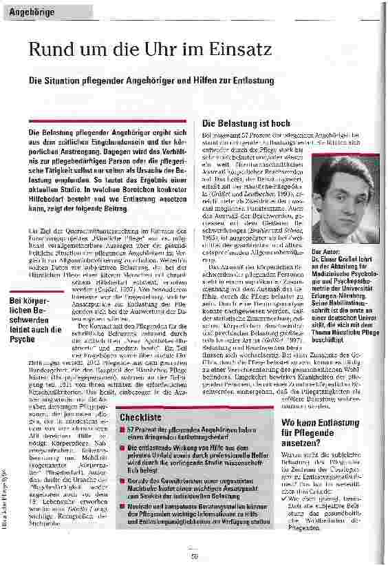 Vorschauseite 1: Rund um die Uhr im Einsatz Die Situation pflegender Angehöriger und Hilfen zur Entlastung