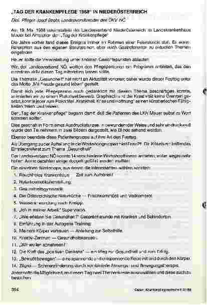 Vorschauseite 1: Tag der Krankenpflege 1988 in Niederösterreich