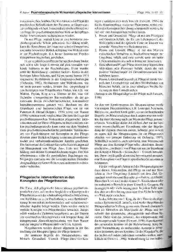 Vorschauseite 2: Eine dialektische Betrachtung der psychotherapeutischen Wirksamkeit pflegerischer Interventionen Teil 1 : Pflegerische Interventionen und Wirkfaktoren der Psychotherapie
