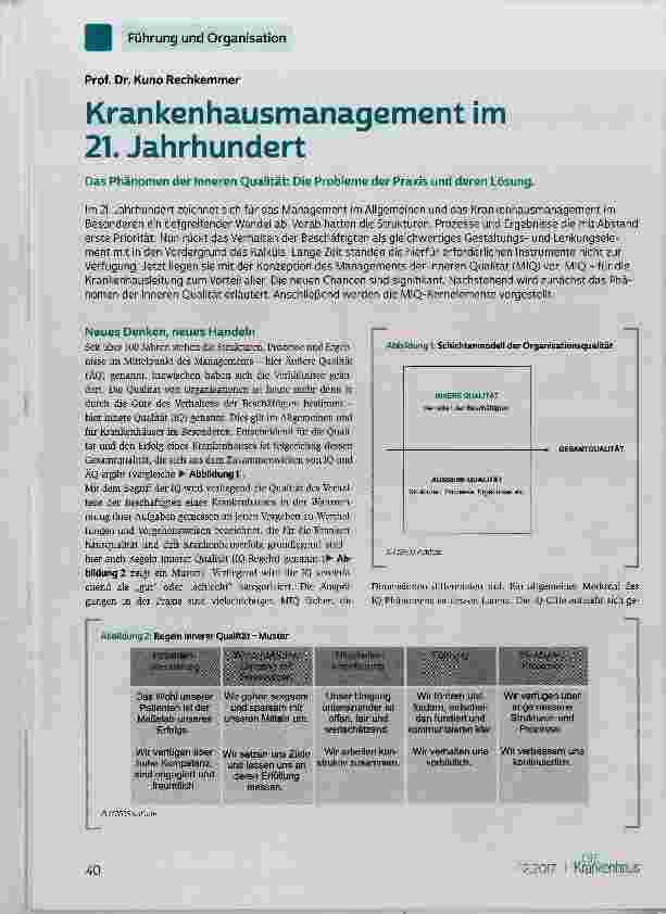 Vorschauseite 1: Krankenhausmanagement im 21. Jahrhundert