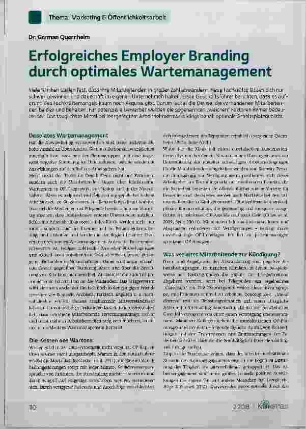 Vorschauseite 1: Erfolgreiches Employer Branding durch optimales Wartemanagement