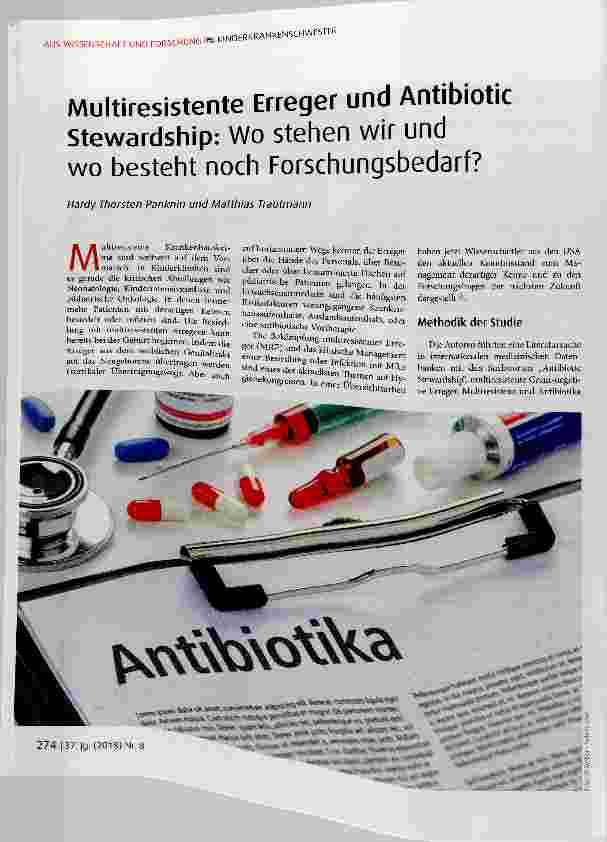 Vorschauseite 1: Multiresistente Erreger und Antibiotic Stewardship: Wo stehen wir und wo besteht noch Forschungsbedarf?