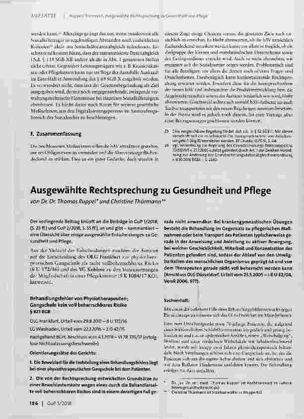 Vorschauseite 1: Ausgewählte Rechtsprechung zu Gesundheit und Pflege