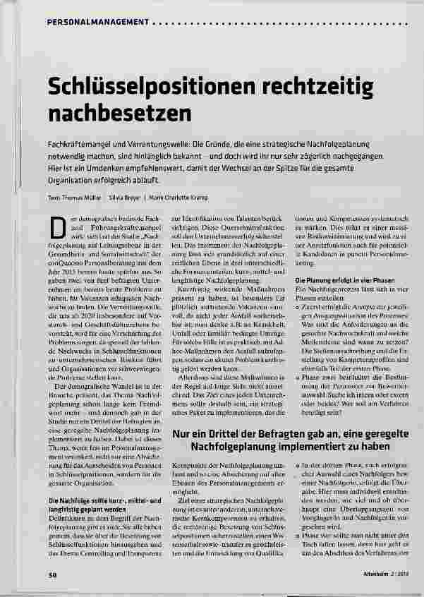Vorschauseite 1: Schlüsselpositionen rechtzeitig nachbesetzen