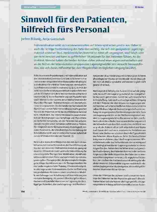 Vorschauseite 1: Sinnvoll für den Patienten, hilfreich fürs Personal