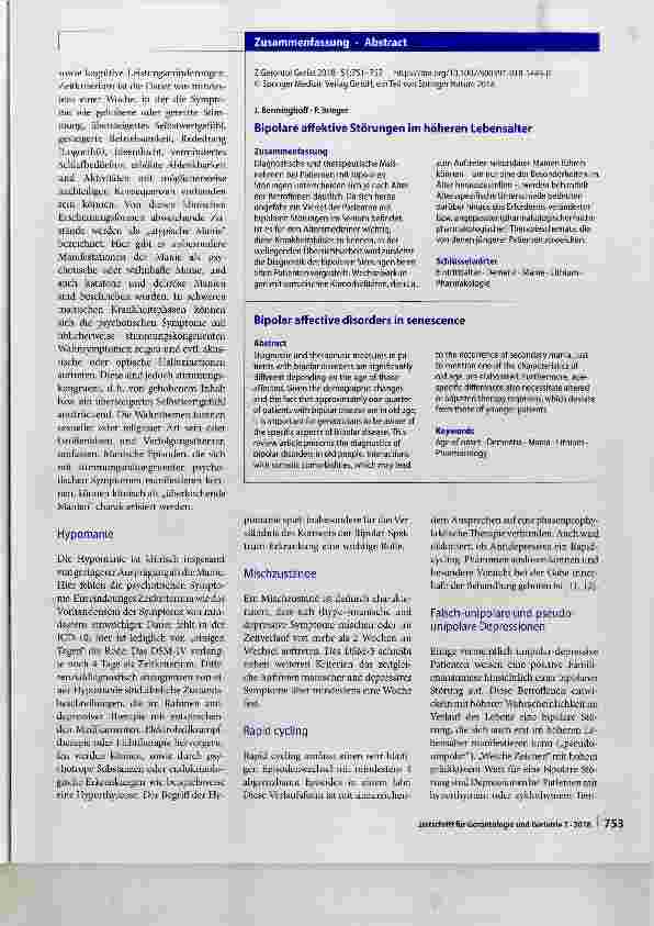 Vorschauseite 3: Bipolare affektive Störungen im höheren Lebensalter