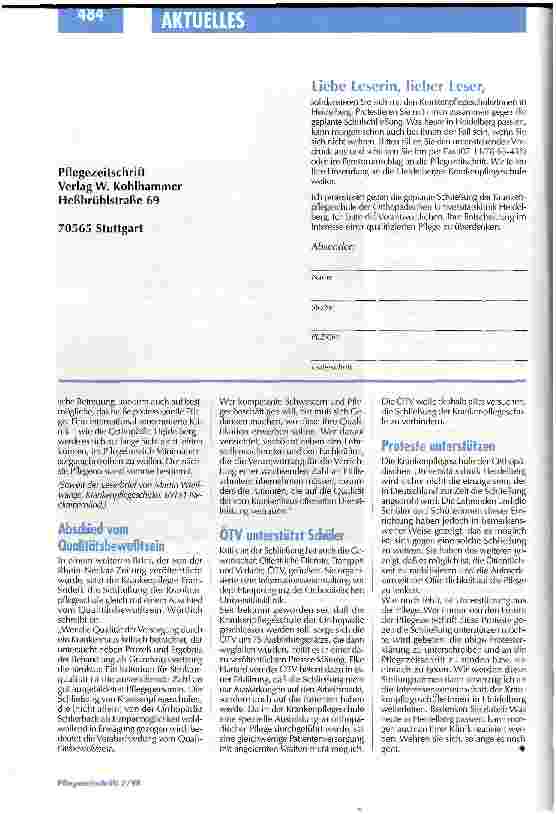Vorschauseite 4: Krankenpflegeschule vor dem Aus: Ohne Ausbildung geht es nicht!