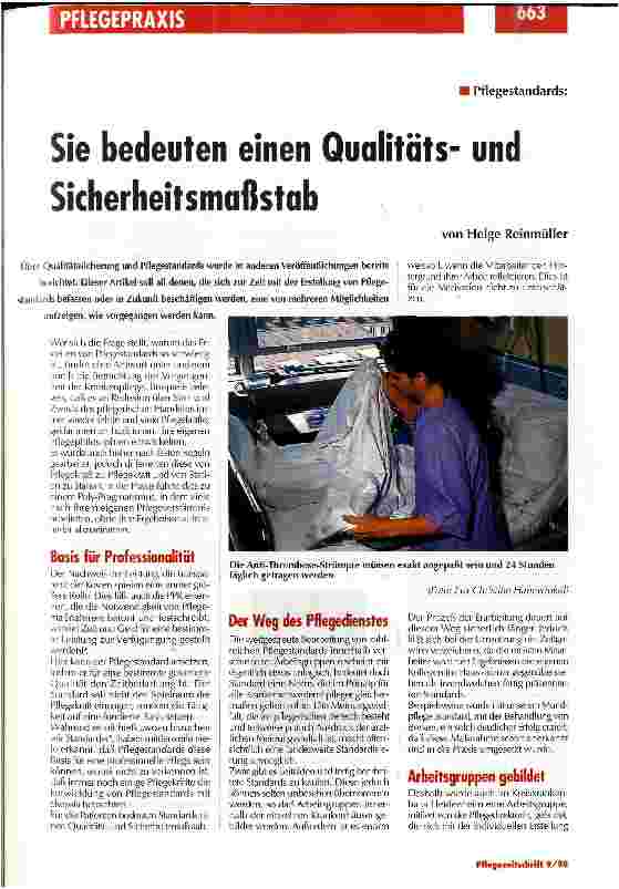 Vorschauseite 1: Sie bedeuten séinen Qualitätsund Sicherheitsmaßstab Pflegestandards