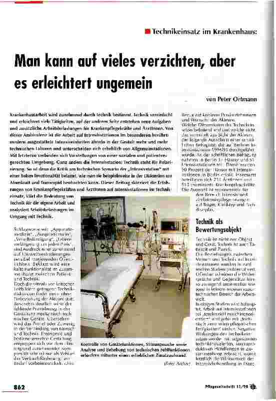 Vorschauseite 1: Man kann auf vieles verzichten, aber es erleichtert ungemein Technikeinsatz im Krankenhaus