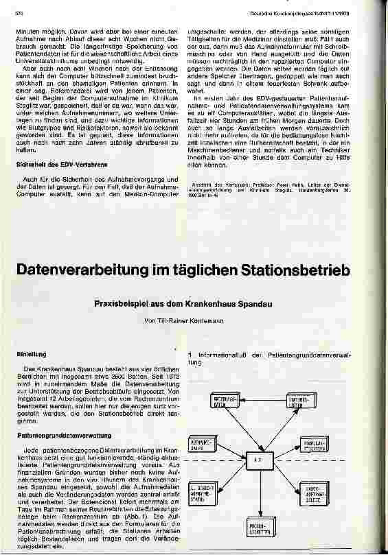 Vorschauseite 1: Datenverarbeitung im täglichen Stationsbetrieb Praxisbeispiel aus dem Krankenhaus-Spandau