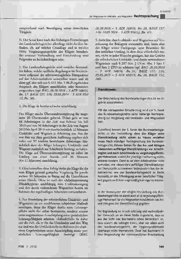 Vorschauseite 4: Zur Vergütung von Umkleideund Wegezeiten