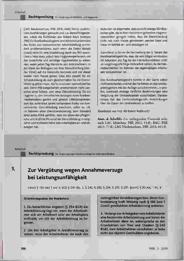Vorschauseite 5: Zur Vergütung von Umkleideund Wegezeiten