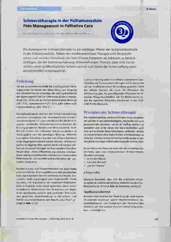 Vorschauseite 1: Schmerztherapie in der Paiiiativmedizin Pain Management in Paiiiative Care
