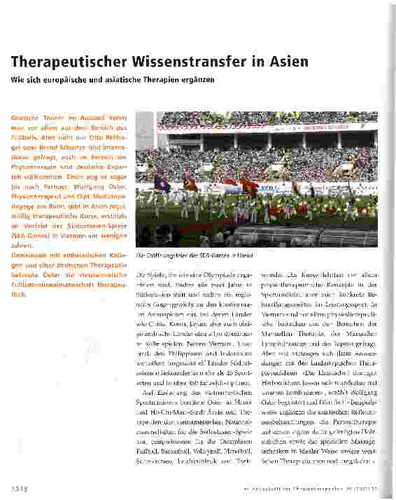 Vorschauseite 1: Therapeutischer Wissenstransfer in Asien