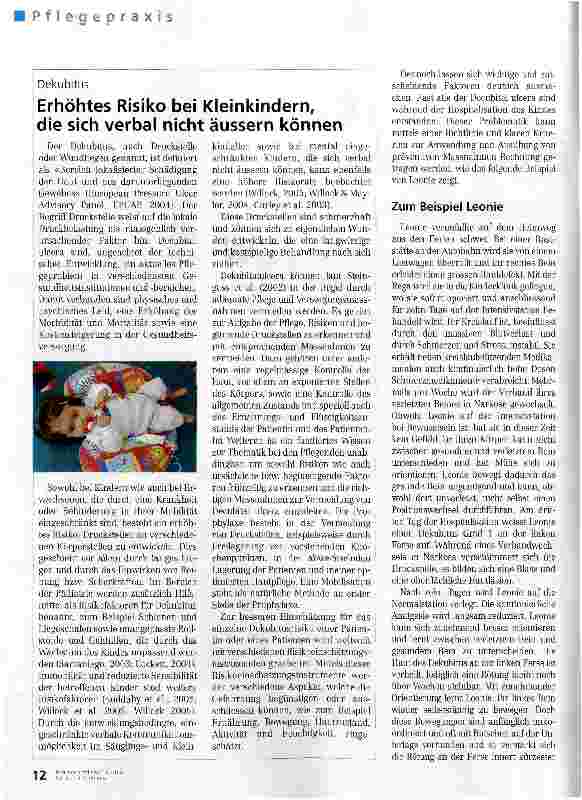 Vorschauseite 3: Dekubitus bei Kindern - ein noch oft unterschätztes Problem
