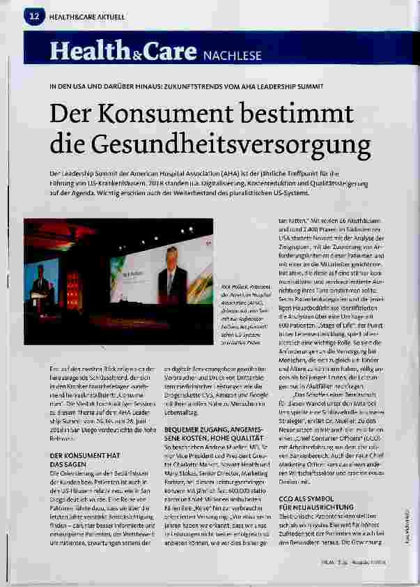 Vorschauseite 1: Der Konsument bestimmt die Gesundheitsversorgung