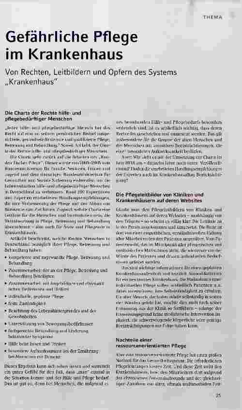 Vorschauseite 1: Gefährliche Pflege im Krankenhaus