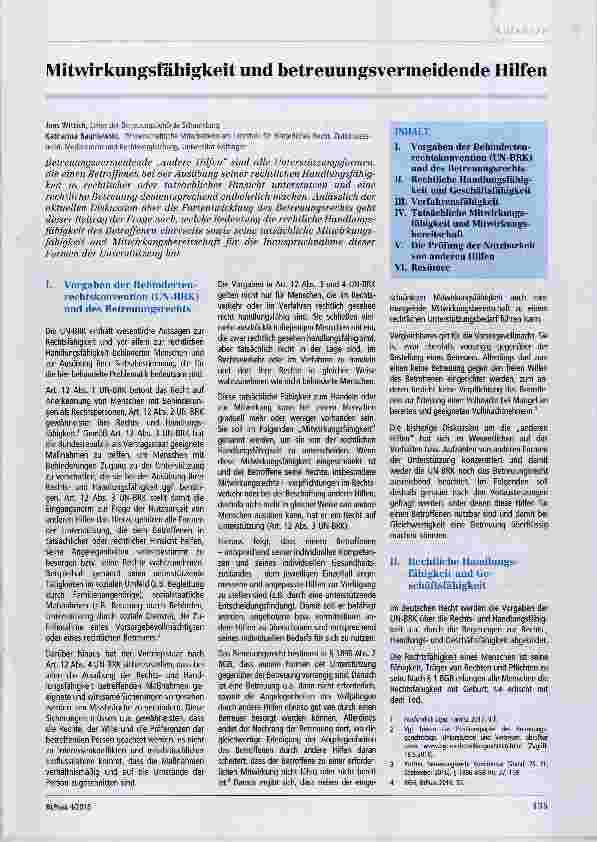 Vorschauseite 1: Mitwirkungsfähigkeit und betreuungsvermeidende Hilfen