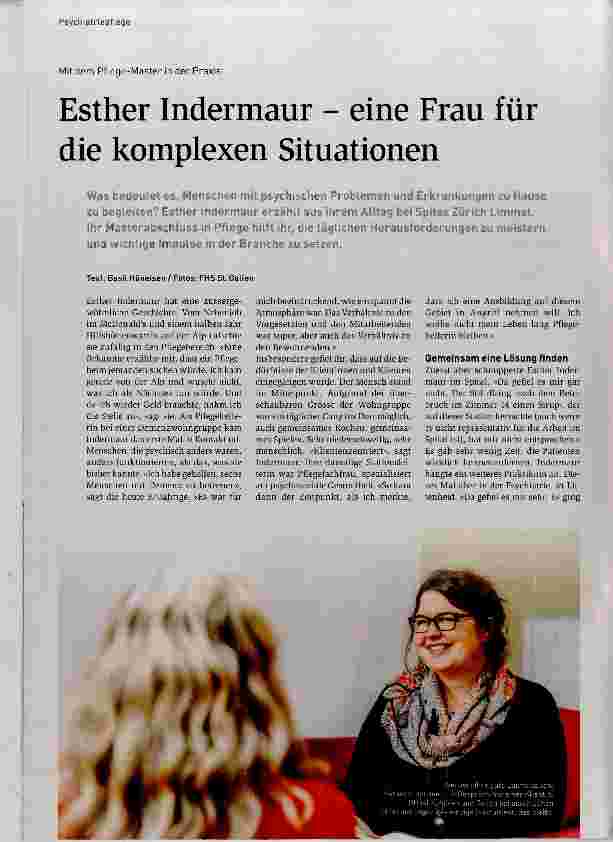 Vorschauseite 1: Esther Indermaur eine Frau für die komplexen Situationen
