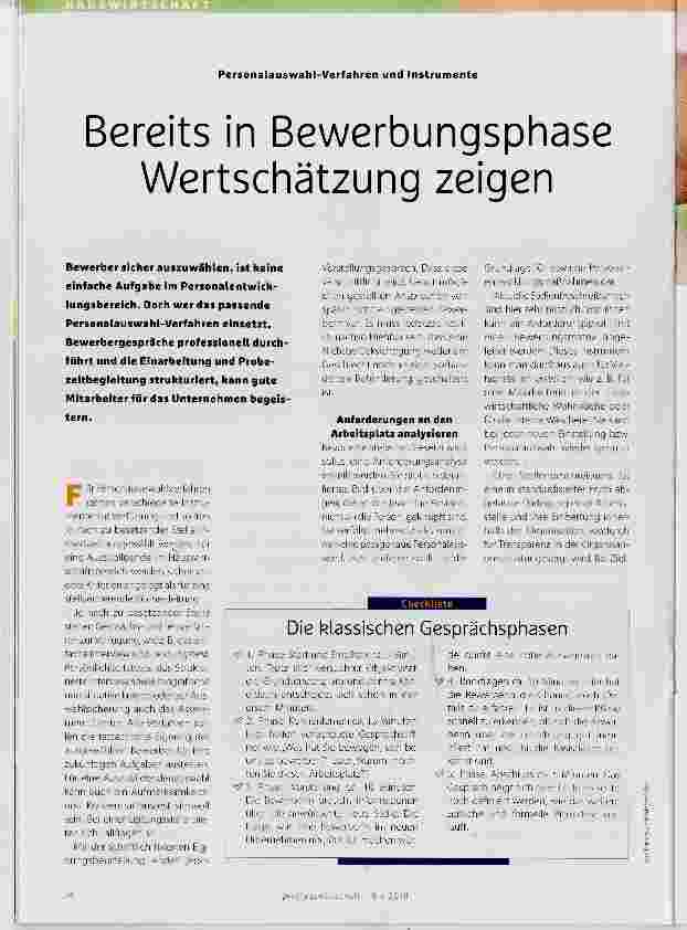 Vorschauseite 1: Bereits in Bewerbungsphase Wertschätzung zeigen